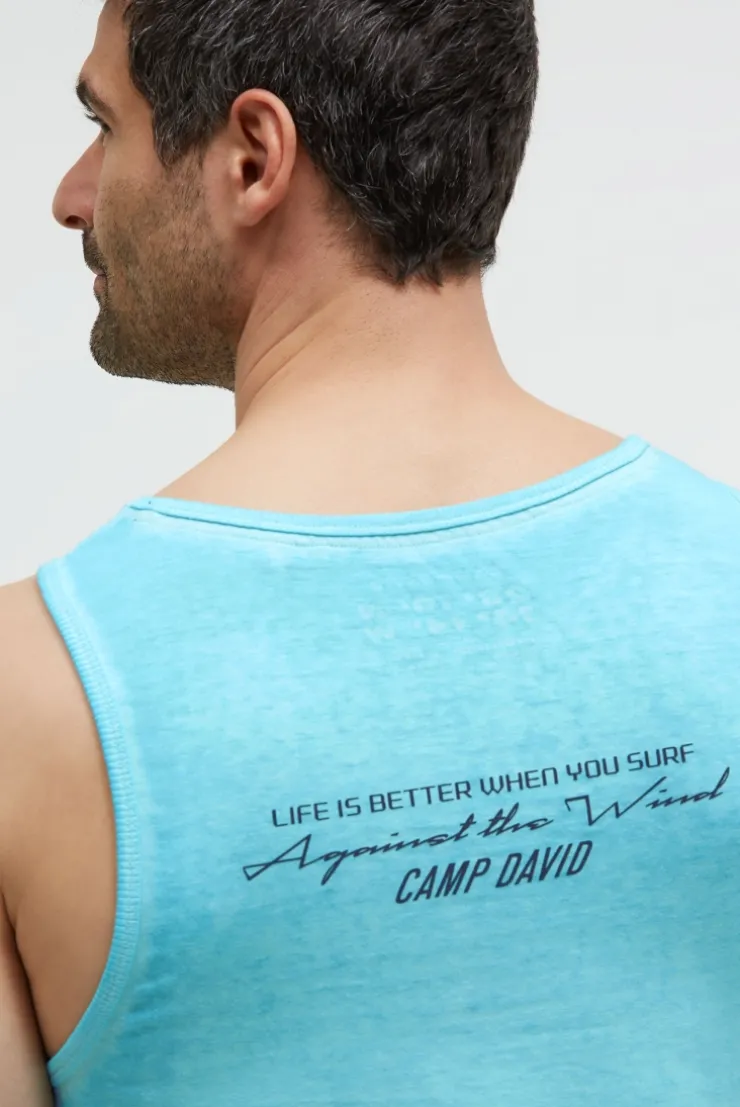 Tanktop mit Ausbrenner-Effekten und Prints aqua