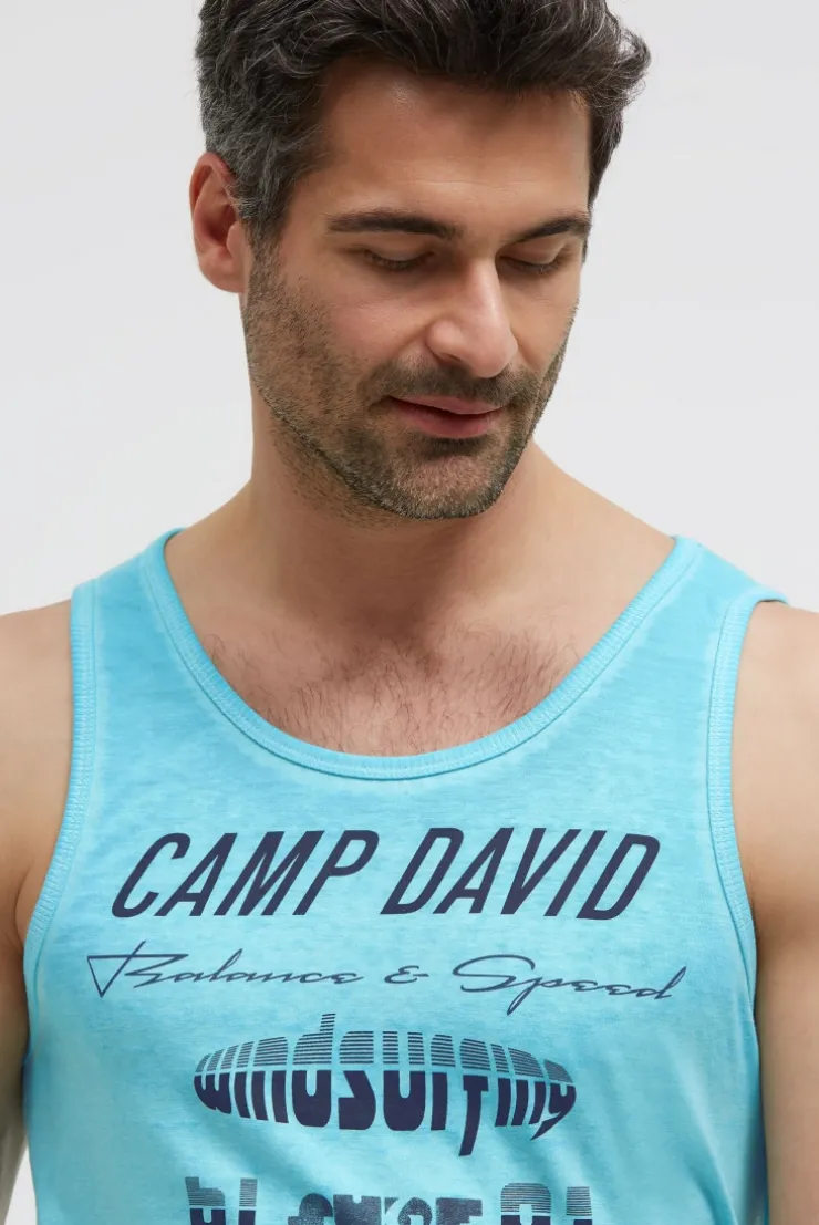Tanktop mit Ausbrenner-Effekten und Prints aqua
