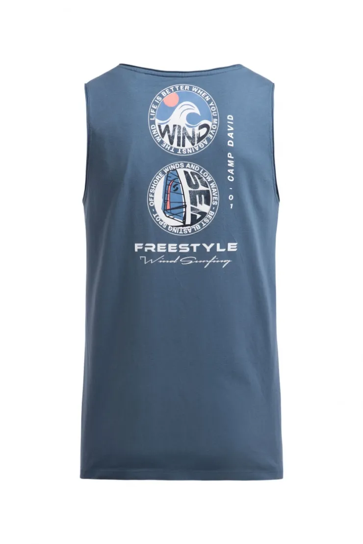 Tanktop mit Rücken - Print harbour blue