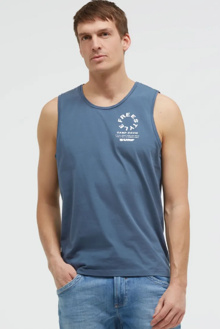 Tanktop mit Rücken - Print harbour blue