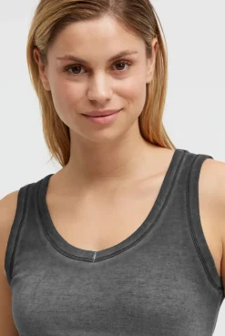 Tanktop mit V-Neck und Rückenprint black