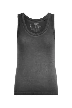 Tanktop mit V-Neck und Rückenprint black