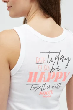 Tanktop mit V-Neck und Rückenprint opticwhite