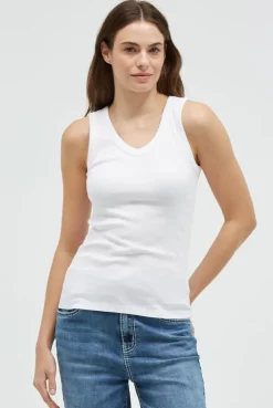 Tanktop mit V-Neck und Rückenprint opticwhite