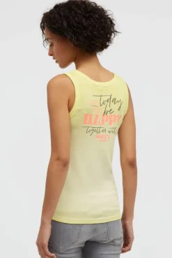 Tanktop mit V-Neck und Rückenprint vivid lemon