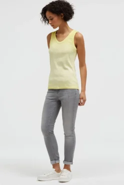 Tanktop mit V-Neck und Rückenprint vivid lemon