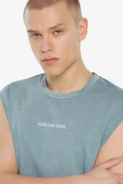 THE-O Muskelshirt printed fog blue