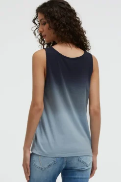 Top Dip Dye mit Label Print blue navy