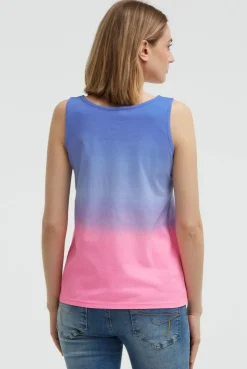 Top Dip Dye mit Label Print vividblue