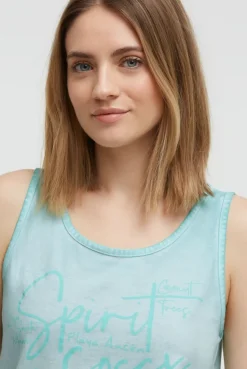 Top Inside Oil Dyed mit Logo Print aqua splash