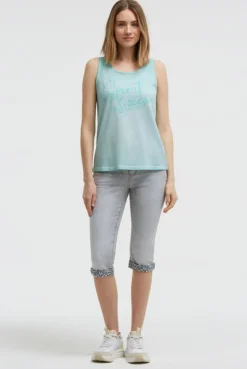 Top Inside Oil Dyed mit Logo Print aqua splash