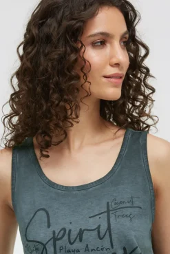 Top Inside Oil Dyed mit Logo Print green shadow