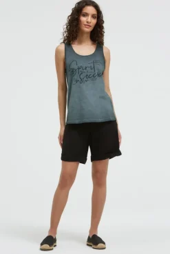 Top Inside Oil Dyed mit Logo Print green shadow