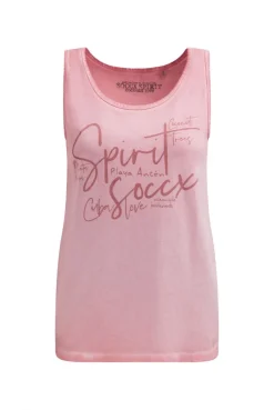 Top Inside Oil Dyed mit Logo Print beachy red