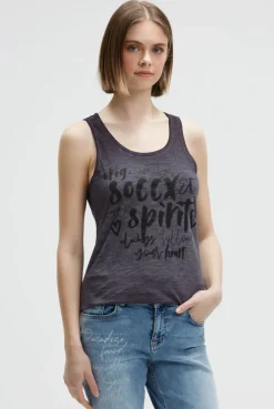 Top mit Glitter Print charcoal mist