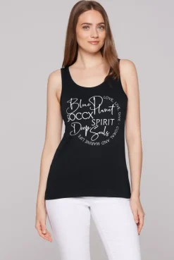 Top mit Label Print blue navy