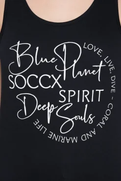 Top mit Label Print blue navy