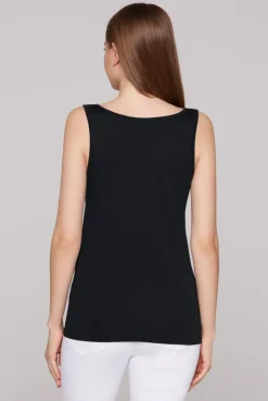 Top mit Label Print blue navy