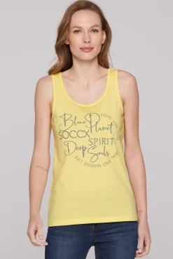 Top mit Label Print faded yellow