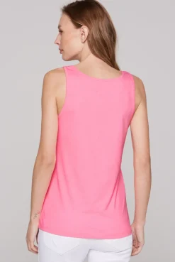 Top mit Label Print neon pink