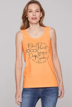Top mit Label Print sunrise neon