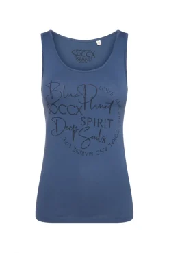 Top mit Label Print wave blue