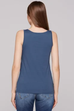 Top mit Label Print wave blue