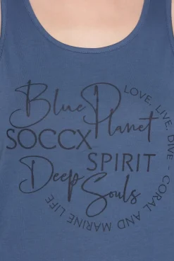 Top mit Label Print wave blue