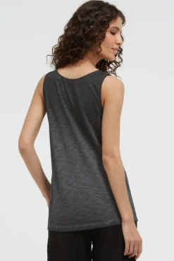 Top mit V-Ausschnitt und Glitter Print black