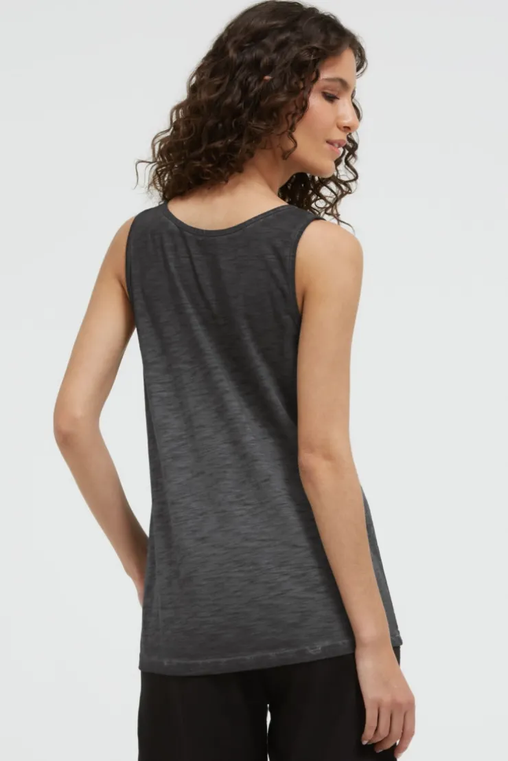 Top mit V-Ausschnitt und Glitter Print black