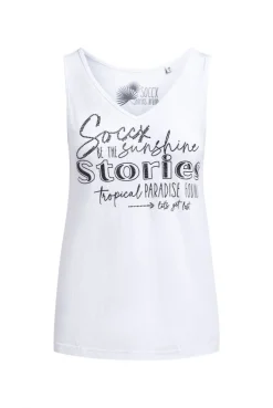 Top mit V-Ausschnitt und Glitter Print opticwhite