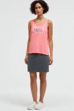 Top Oil Dyed mit Folienprint neon coral