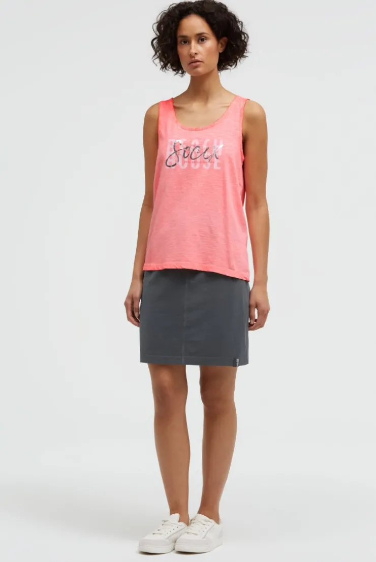 Top Oil Dyed mit Folienprint neon coral