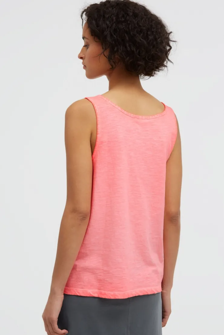Top Oil Dyed mit Folienprint neon coral