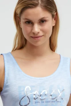 Top Oil Dyed mit Folienprint soft ocean