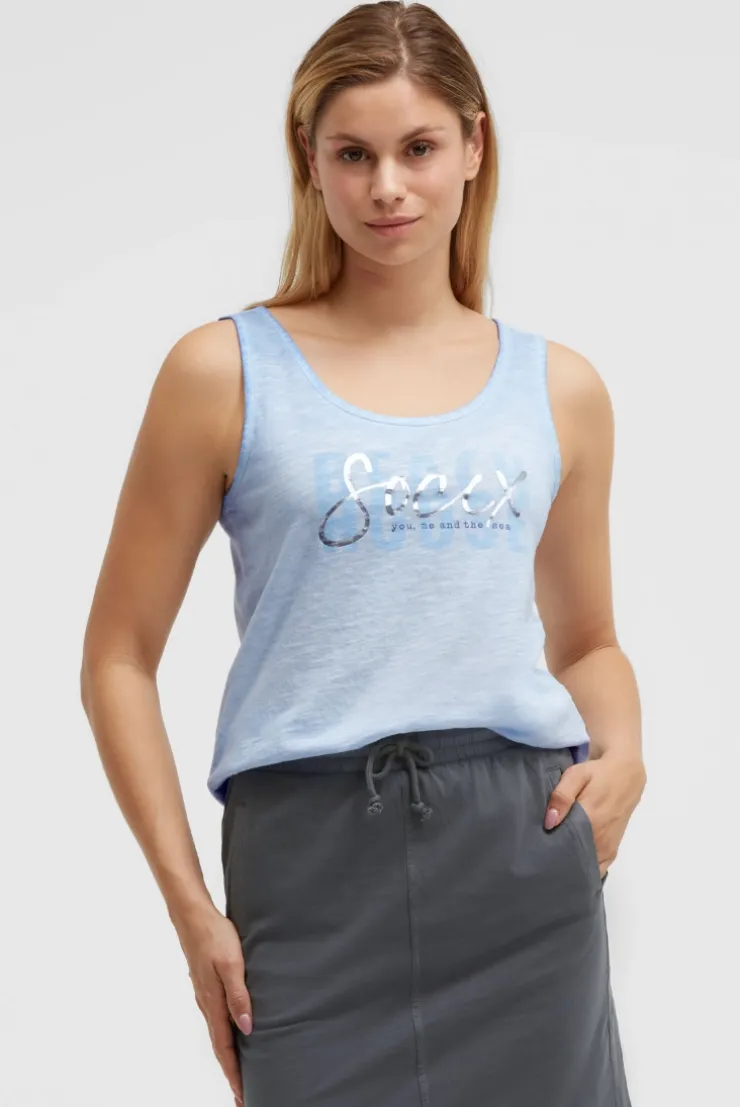 Top Oil Dyed mit Folienprint soft ocean