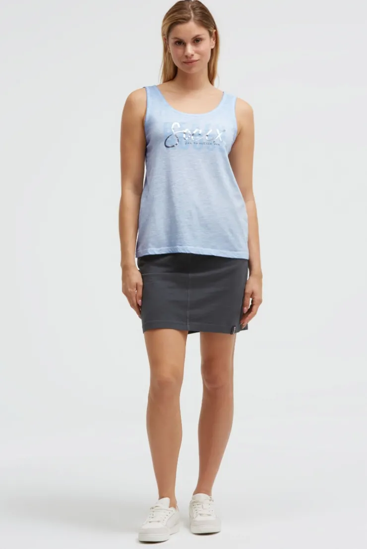 Top Oil Dyed mit Folienprint soft ocean