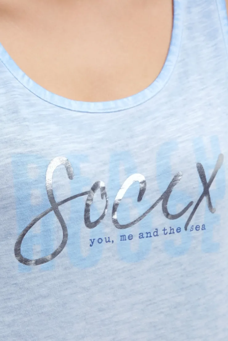 Top Oil Dyed mit Folienprint soft ocean