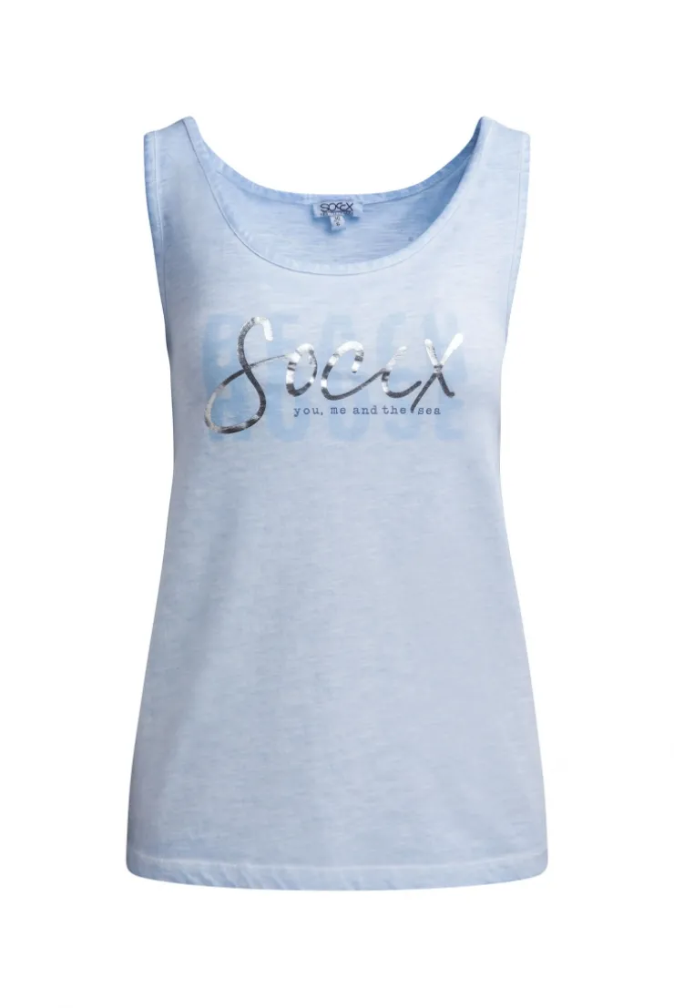 Top Oil Dyed mit Folienprint soft ocean