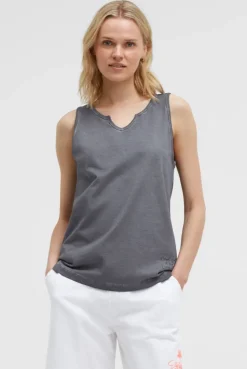 Top Oil Dyed mit V - Öffnung grey bay