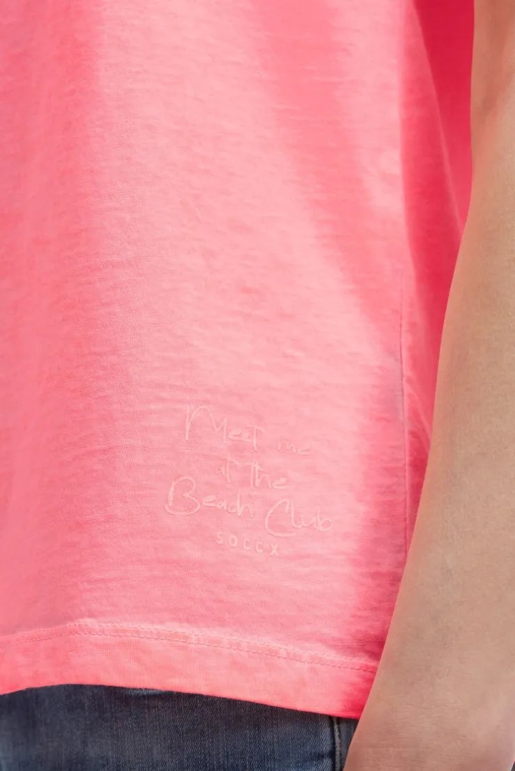 Top Oil Dyed mit V - Öffnung neon coral