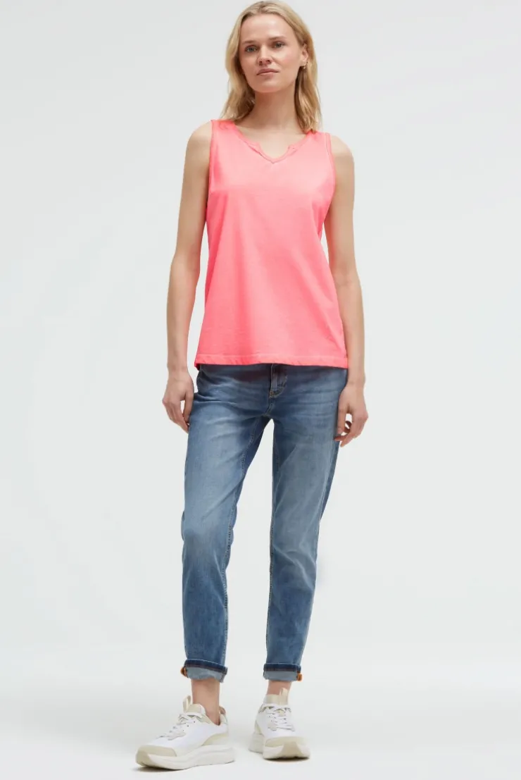 Top Oil Dyed mit V - Öffnung neon coral