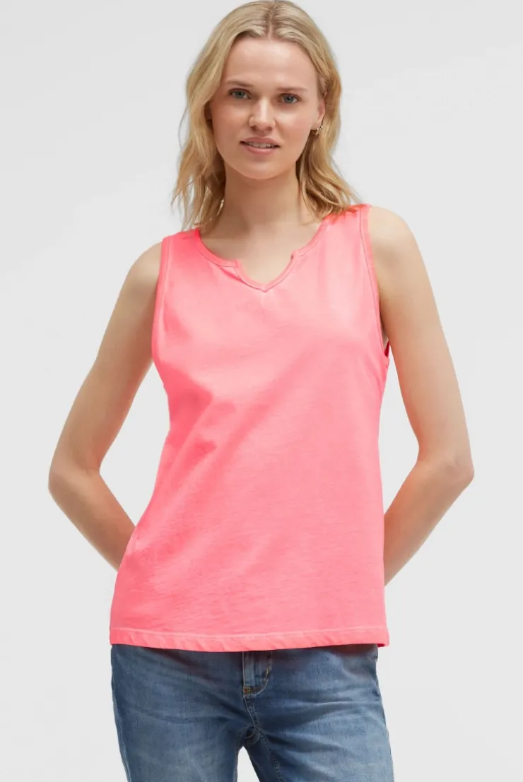 Top Oil Dyed mit V - Öffnung neon coral