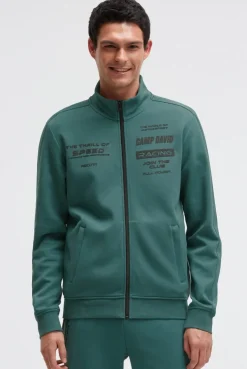 Trainingsjacke aus Interlock mit Rubber Prints petrol green