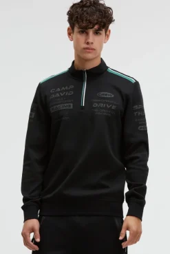 Troyer-Sweatshirt aus Interlock mit Rubber Artworks black