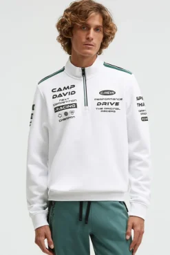Troyer-Sweatshirt aus Interlock mit Rubber Artworks opticwhite