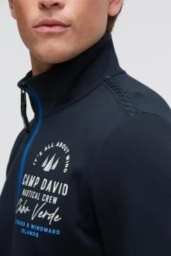 Troyer-Sweatshirt aus Interlock mit Rücken-Artwork blue navy