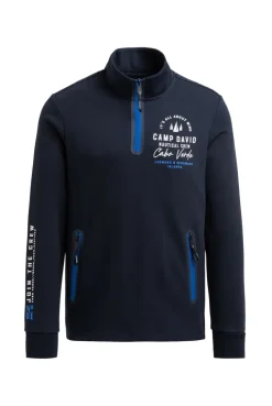 Troyer-Sweatshirt aus Interlock mit Rücken-Artwork blue navy