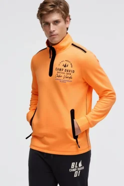 Troyer-Sweatshirt aus Interlock mit Rücken-Artwork sunrise neon
