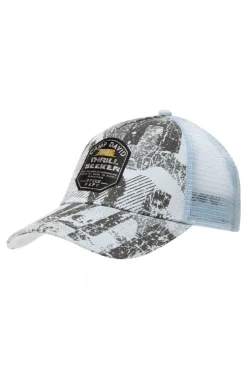 Trucker Cap mit All Over Print und Patch silver blue